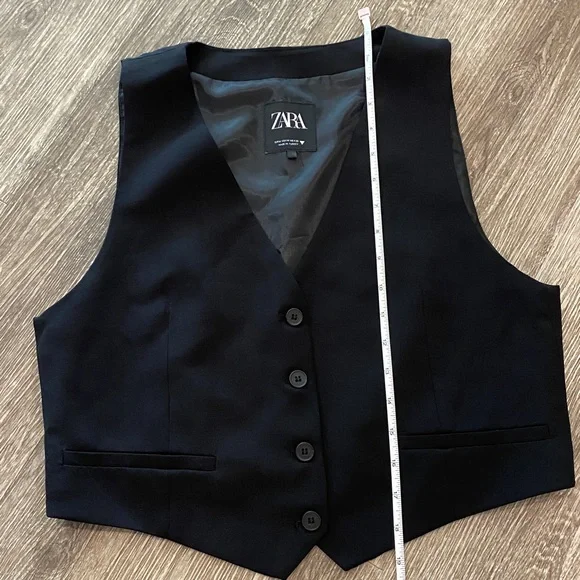 Zara tuxedo vest black button front medium - Picture 5 of 6